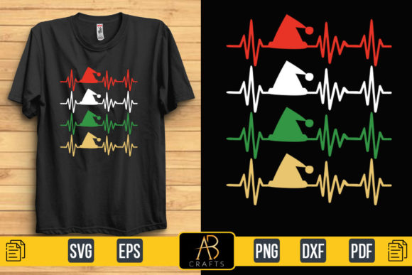 Christmas Hat with Heartbeat Graphics & Print Templates