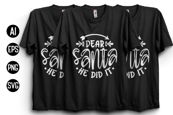 Christmas Typography T-shirt SVG: Graphics & Print Template