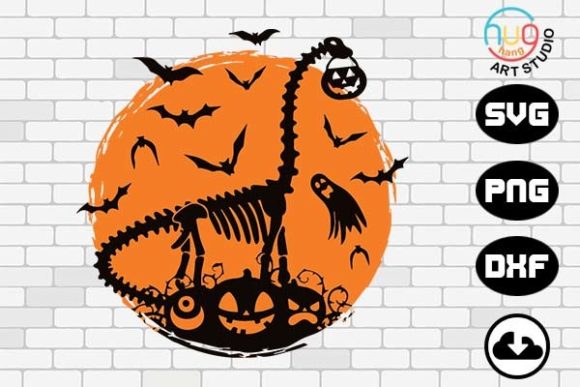 Halloween Dinosaur Skeleton Graphics for T-Shirt Designs