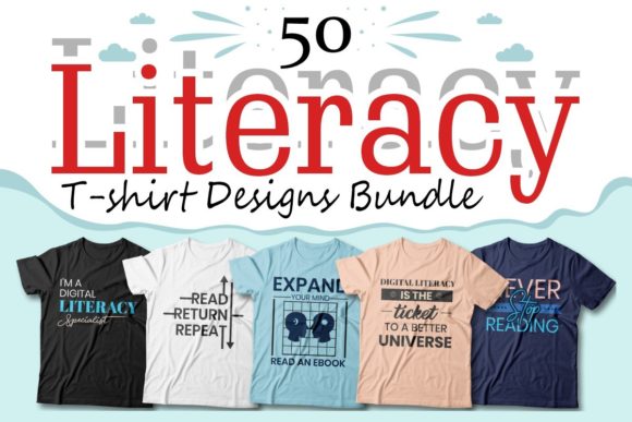 Literacy T-shirt Designs Bundle Vector: Graphics & Print
