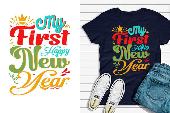 My First Happy New Year Graphics for Print Templates