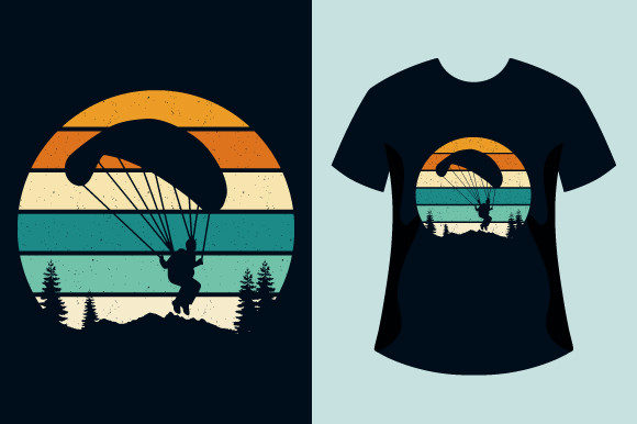 Retro Sunset Skydiving Print Template: Graphics Review